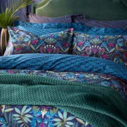Lucille Navy 100% Cotton Duvet Cover & Pillowcase Set - thumbnail 3