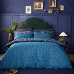 Lucille Navy 100% Cotton Duvet Cover & Pillowcase Set - thumbnail 4