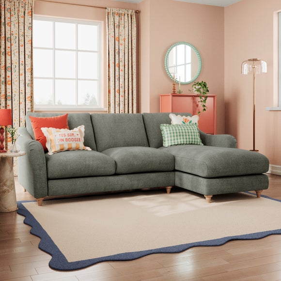 Hattie Tonal Plush Chenille Corner Chaise Sofa - image 1