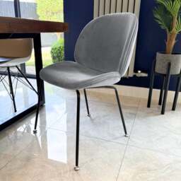 Fusion Living Luxurious Velvet Dining Chair with Black Metal Legs - thumbnail 1