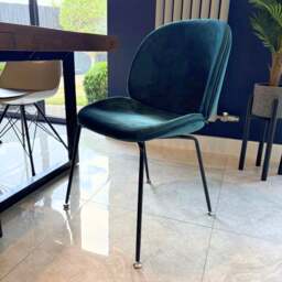 Fusion Living Luxurious Velvet Dining Chair with Black Metal Legs - thumbnail 1