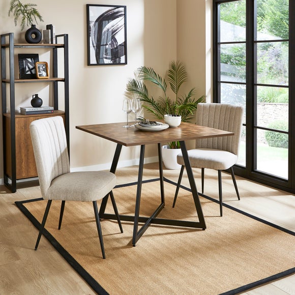 Brayden 4 Seater Square Dining Table, Parquet Effect - image 1