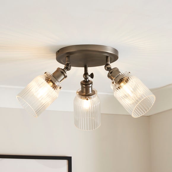 Tobias Industrial Ribbed 3 Light Adjustable Semi Flush Spotlight - image 1