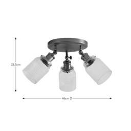 Tobias Industrial Ribbed 3 Light Adjustable Semi Flush Spotlight - thumbnail 6