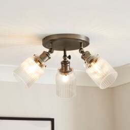 Tobias Industrial Ribbed 3 Light Adjustable Semi Flush Spotlight - thumbnail 1