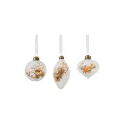 Set of 3 Bronze Encapsulated Feather Baubles - thumbnail 1
