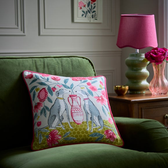 Floral Dogs Cotton Square Cushion - image 1