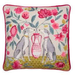 Floral Dogs Cotton Square Cushion - thumbnail 3