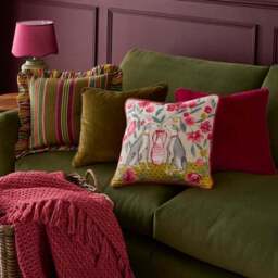 Floral Dogs Cotton Square Cushion - thumbnail 5