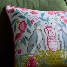 Floral Dogs Cotton Square Cushion - thumbnail 2