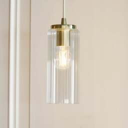 Dorma Henstone Ribbed Adjustable Pendant Light - thumbnail 1