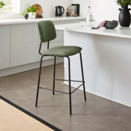 Barker Counter Height Barstool, Faux Leather - thumbnail 1