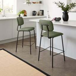 Barker Counter Height Barstool, Faux Leather - thumbnail 2