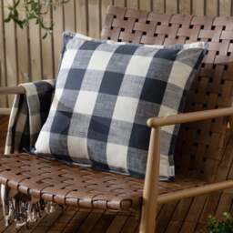 Yard Chesil Check Outdoor Cotton Square Cushion Cover - thumbnail 1