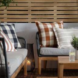 Yard Chesil Check Outdoor Cotton Square Cushion Cover - thumbnail 5