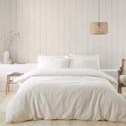 Catherine Lansfield Stripe 100% Brushed Cotton Reversible Duvet Cover & Pillowcase Set - thumbnail 1