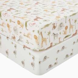Set of 2 Little Wild Ones 100% Cotton Fitted Sheets - thumbnail 3