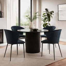 Kendall Dining Chair with Black Legs, Chenille - thumbnail 2