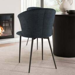 Kendall Dining Chair with Black Legs, Chenille - thumbnail 6