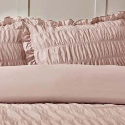 Catherine Lansfield Seersucker Frill Duvet Cover & Pillowcase Set - thumbnail 2