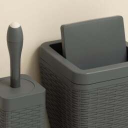 Addis Rattan Charcoal Toilet Brush & Bin Set - thumbnail 4