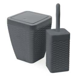 Addis Rattan Charcoal Toilet Brush & Bin Set - thumbnail 5