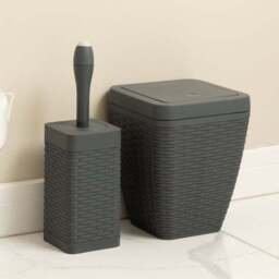 Addis Rattan Charcoal Toilet Brush & Bin Set - thumbnail 3