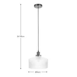 Tobias Ribbed Adjustable Pendant Light - thumbnail 6