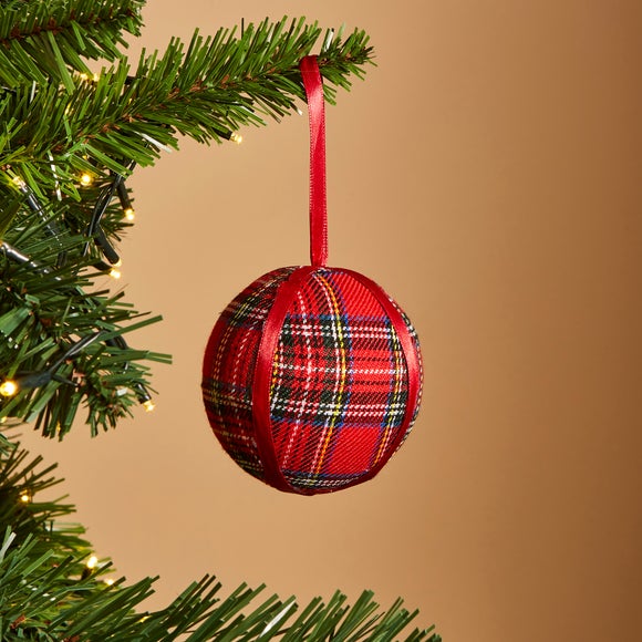 Red Tartan Bauble Hanging Decoration