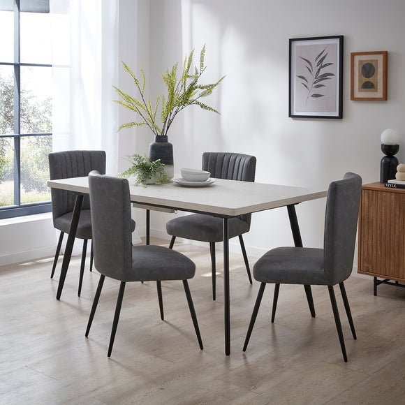 Zuri 4-6 Seater Rectangular Extendable Dining Table, Concrete Effect - image 1