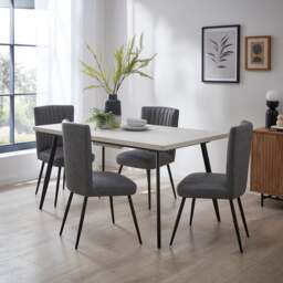 Zuri 4-6 Seater Rectangular Extendable Dining Table, Concrete Effect - thumbnail 1