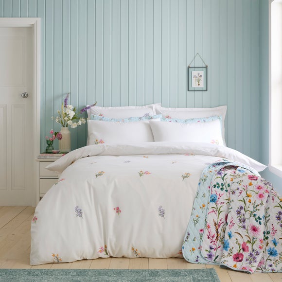 Foxley Embroidery 100% Cotton Duvet Cover & Pillowcase Set - image 1