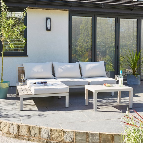 Compact Natural Corner Sofa Lounger Set by Dunelm