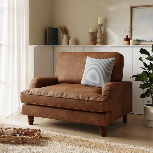 Beatrice Relaxed Faux Leather Snuggle Sofa by Dunelm