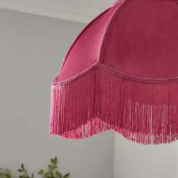 Carmona Fringed Velvet Lamp Shade - thumbnail 3