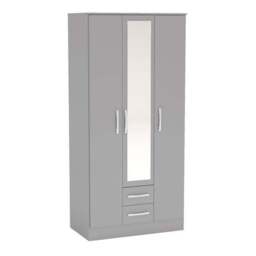 Lynx Triple Wardrobe, Mirrored - thumbnail 2