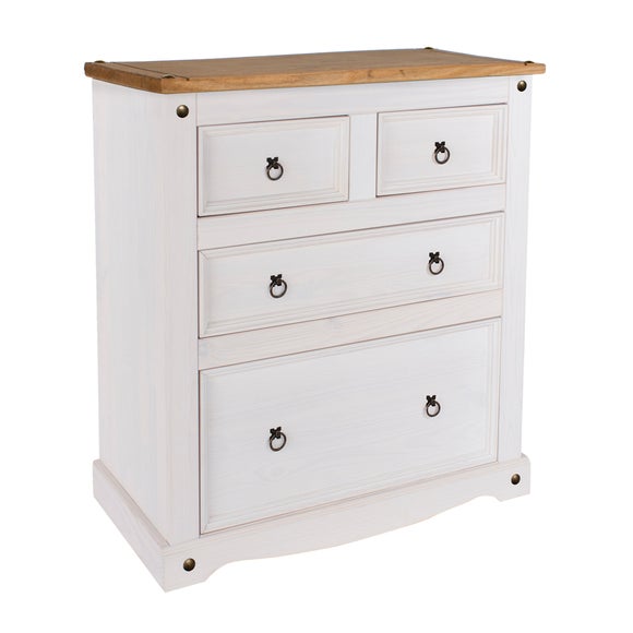 Corona 4 Drawer Chest, White & Pine