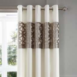 Catherine Lansfield Natural Lattice Cut Velvet Eyelet Curtains - thumbnail 1