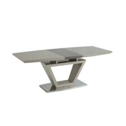 Aspen 4-6 Seater Rectangular Extendable Round Top Dining Table, Glass Top - thumbnail 2