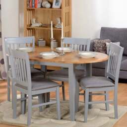 Oxford 4-6 Seater Oval Extendable Dining Table with 4 Chairs, Grey - thumbnail 2