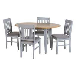 Oxford 4-6 Seater Oval Extendable Dining Table with 4 Chairs, Grey - thumbnail 4