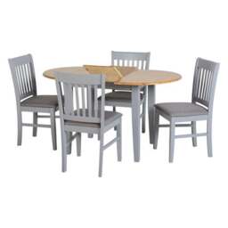Oxford 4-6 Seater Oval Extendable Dining Table with 4 Chairs, Grey - thumbnail 3