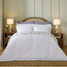 Dorma Hampton Stripe 100% Cotton Sateen Duvet Cover & Pillowcase Set - thumbnail 2