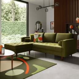 Zoe Velvet Corner Chaise - thumbnail 1