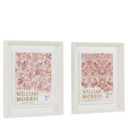 Cedar and Sage Set of 2 William Morris Postage Stamp Red Framed Prints - thumbnail 6