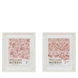 Cedar and Sage Set of 2 William Morris Postage Stamp Red Framed Prints - thumbnail 4