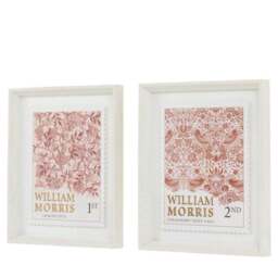Cedar and Sage Set of 2 William Morris Postage Stamp Red Framed Prints - thumbnail 5