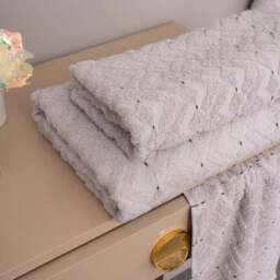 Per La Casa Set of 4 Pearl Grey Levrona Jacquard Medium Bathrobe & Towels - thumbnail 5