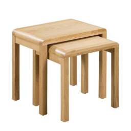 Curve Nest Of Tables, Oak - thumbnail 2