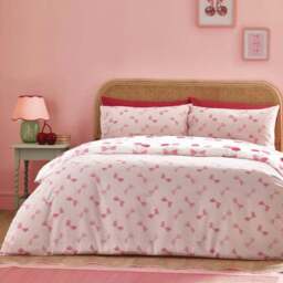 Catherine Lansfield Cherries and Bows Polycotton Duvet Cover & Pillowcase Set - thumbnail 3